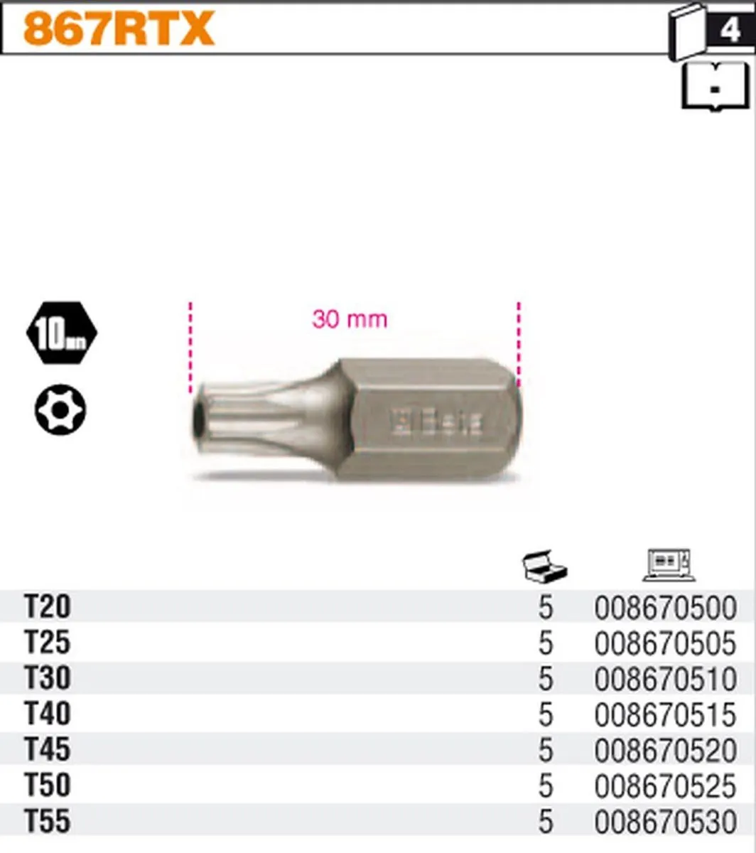 Beta Bit Torx T20 met gat 10mm - 30mm