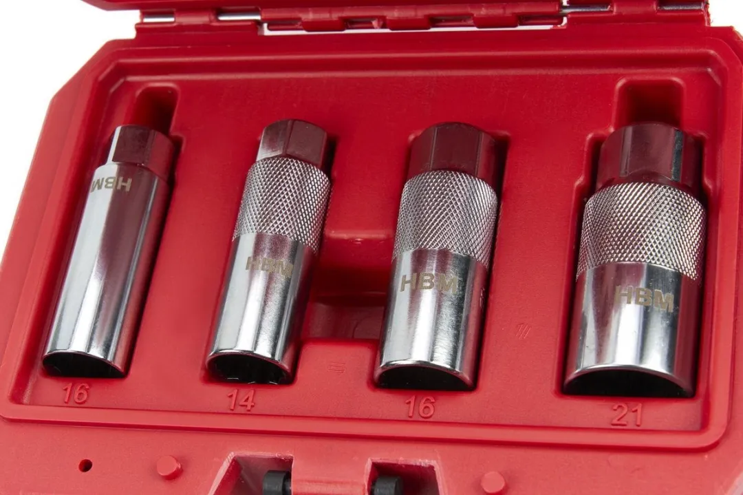 HBM Bougiedoppenset 3/8" - 4-delig - Rood