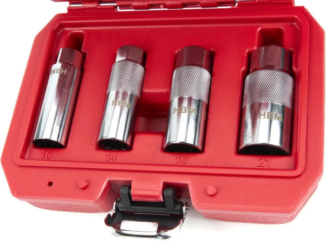 HBM Bougiedoppenset 3/8" - 4-delig - Rood