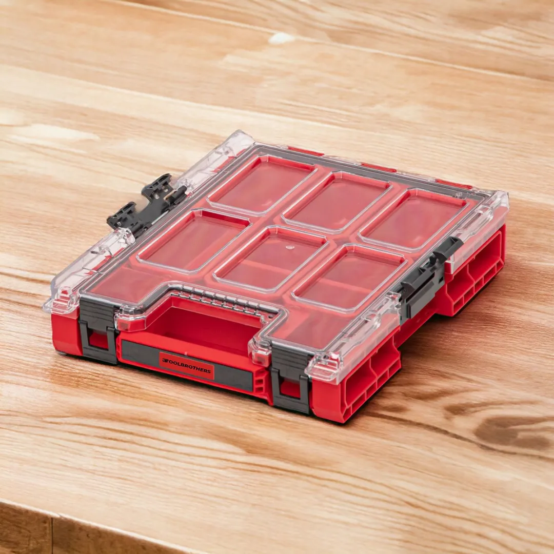 Toolbrothers RHINO XXL Organizer ULTRA - 5x2,5L dozen - IP66 - Transparant/Rood - afbeelding 2 van 6