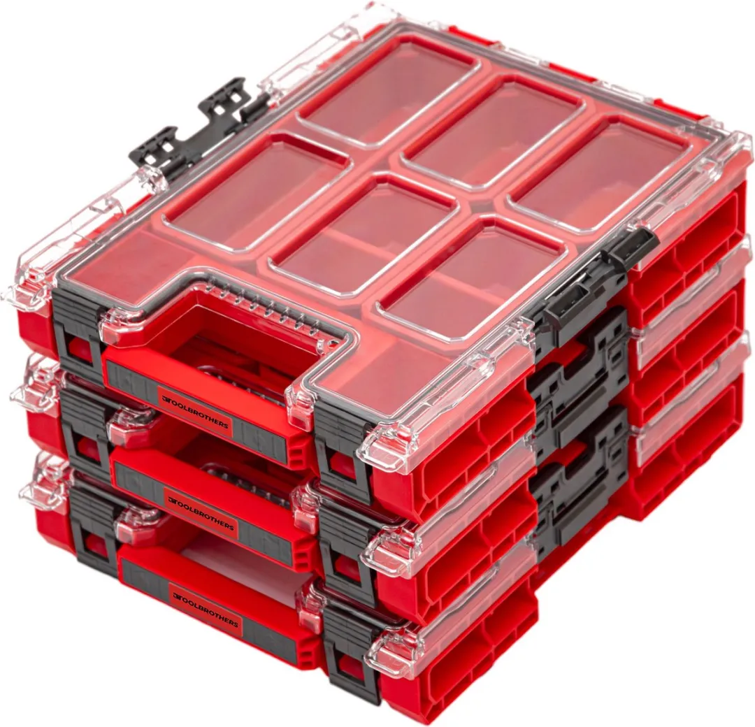 Toolbrothers RHINO XXL Organizer ULTRA - 5x2,5L dozen - IP66 - Transparant/Rood - afbeelding 4 van 6