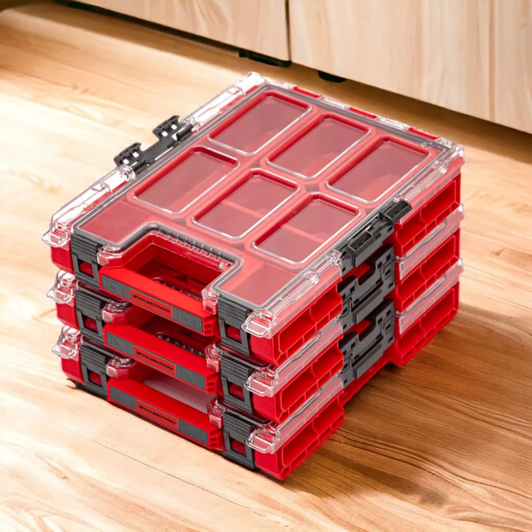 Toolbrothers RHINO XXL Organizer ULTRA - 5x2,5L dozen - IP66 - Transparant/Rood - afbeelding 5 van 6