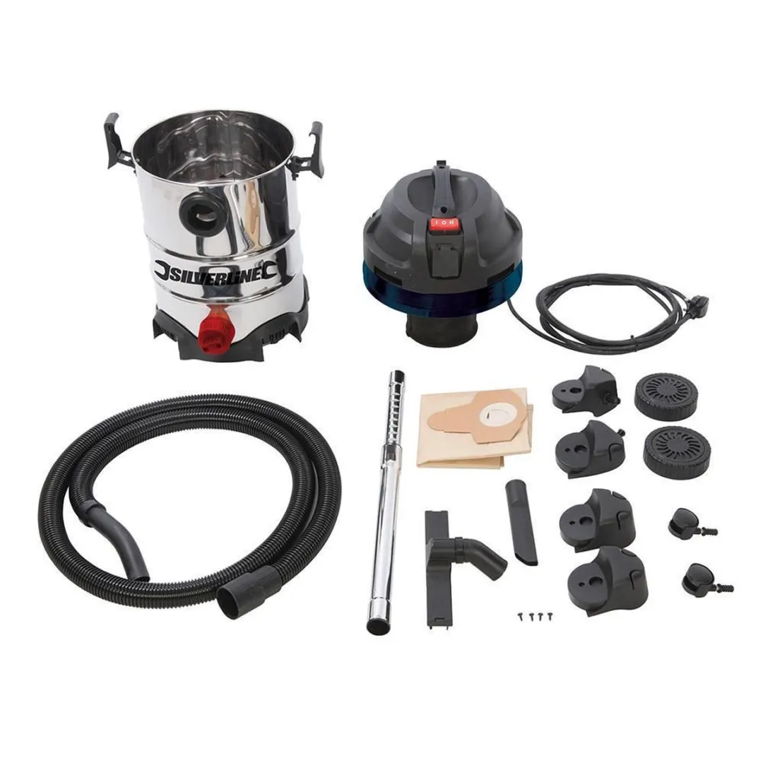 Silverline Silverstorm 1250W Nat & Droog Stofzuiger 30L