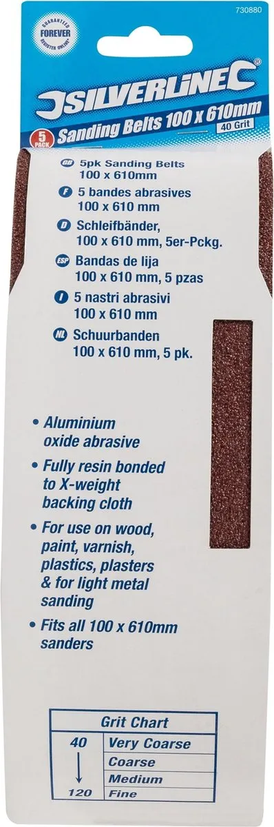 Silverline Schuurbanden Aluminiumoxide 40 - 100x610mm - 5 Stuks