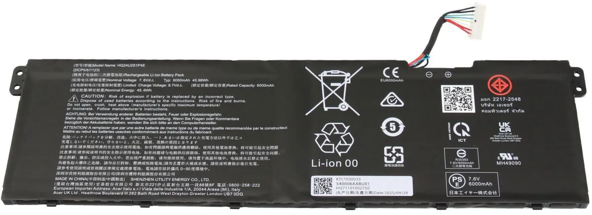 Acer KT.CTE00.033 Laptopbatterij 45,6Wh