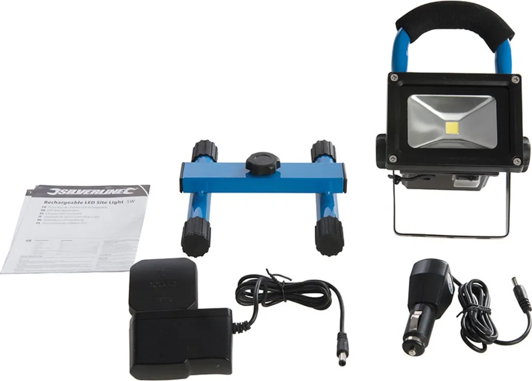 Silverline Oplaadbare LED Werklamp 5W - Zwart/Blauw - afbeelding 6 van 6