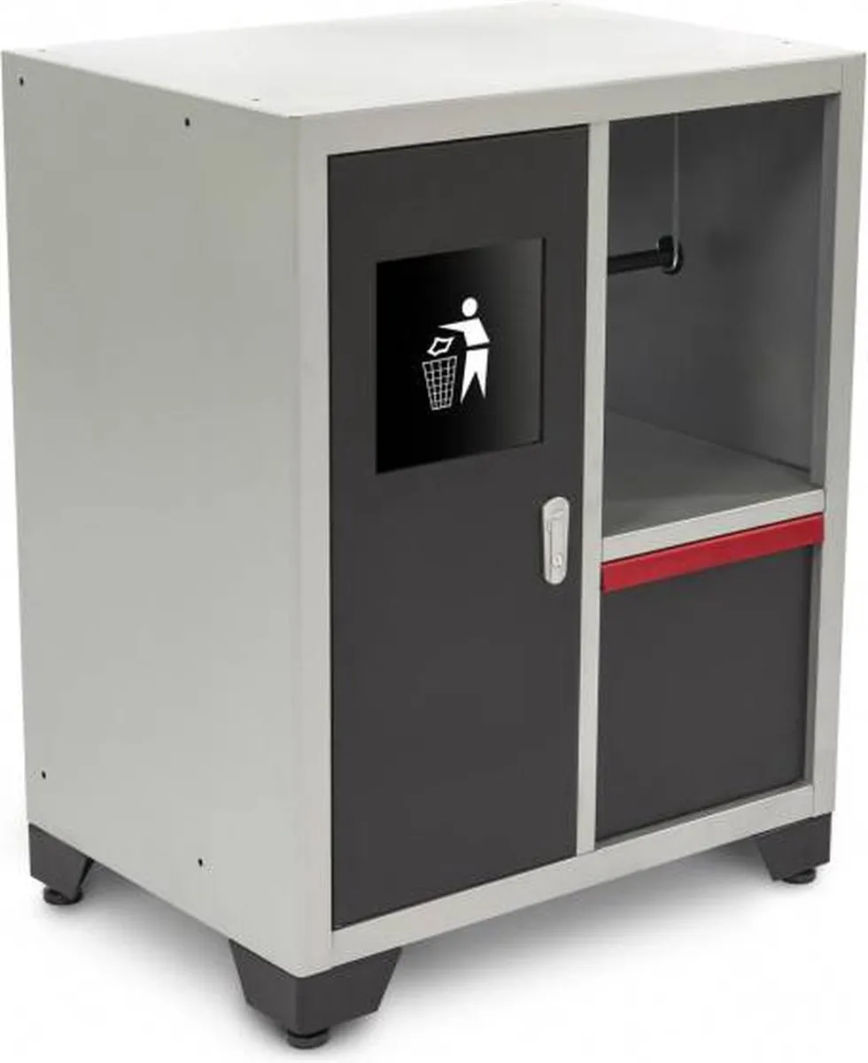 HBM Deluxe Afvalbak en Papierhouder 4 Lades - Grijs