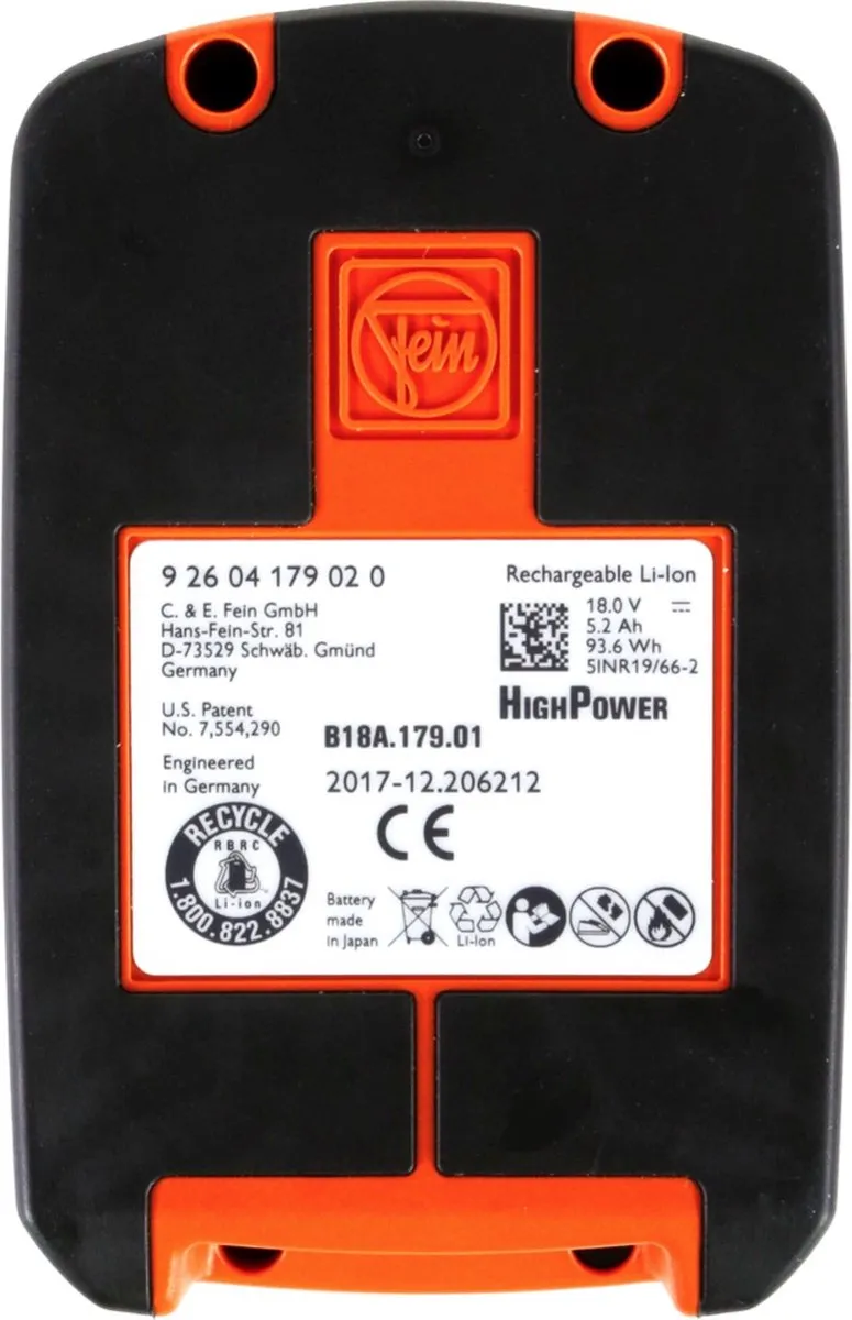 Fein HighPower Accu 18V 5.2Ah 92604179020 - afbeelding 6 van 6