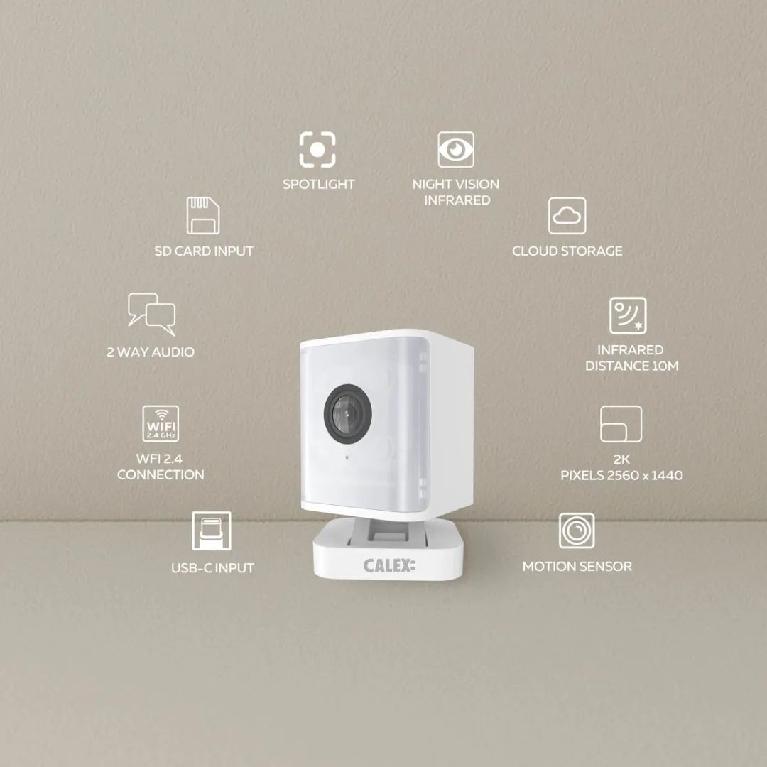 Calex Smart Security Starter Set 5501151617-3 - 2K PTZ Camera & Deurbel - Wit