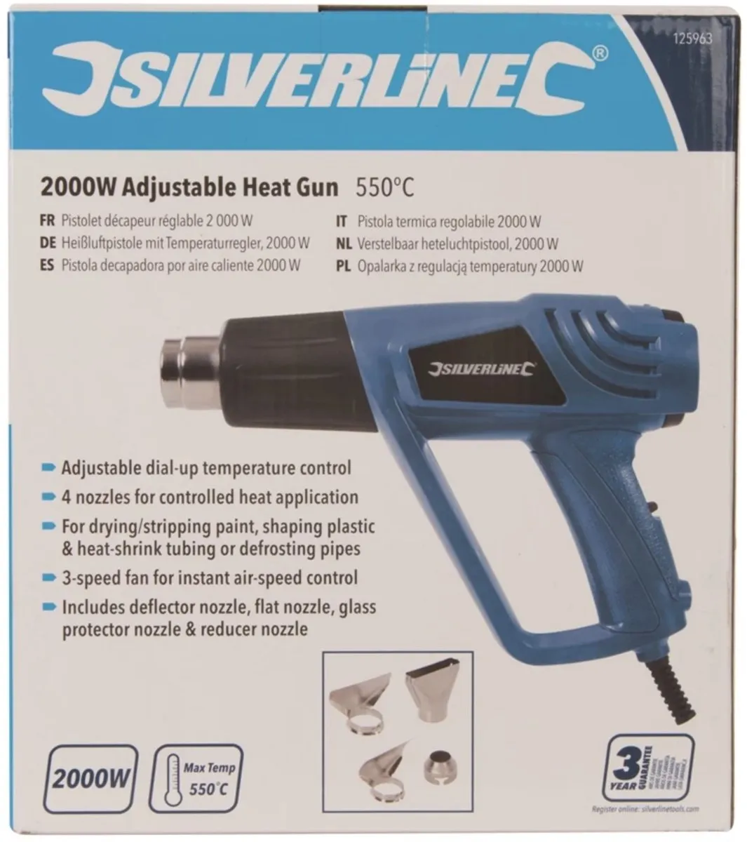 Silverline Heteluchtpistool 2000W - 550°C