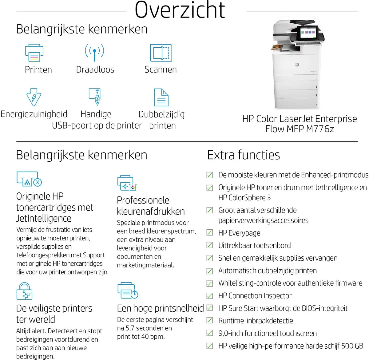HP LaserJet Enterprise Flow MFP M776z - 2300 Vel - 40ppm