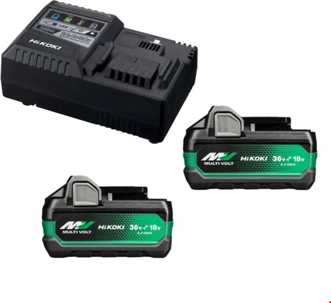 Hikoki UC18YSL3WHZ MultiVolt Booster Pack - 2x 2.5/5.0 Ah Accu's - Snellader