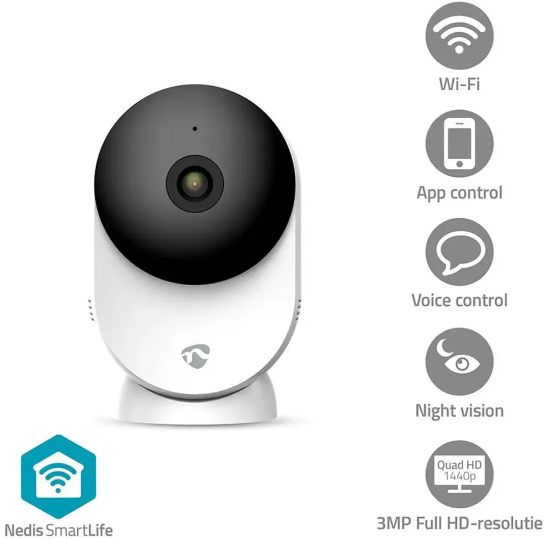 Nedis SmartLife WIFICI12CWT Beveiligingscamera Binnen - 3MP Full HD - Wit