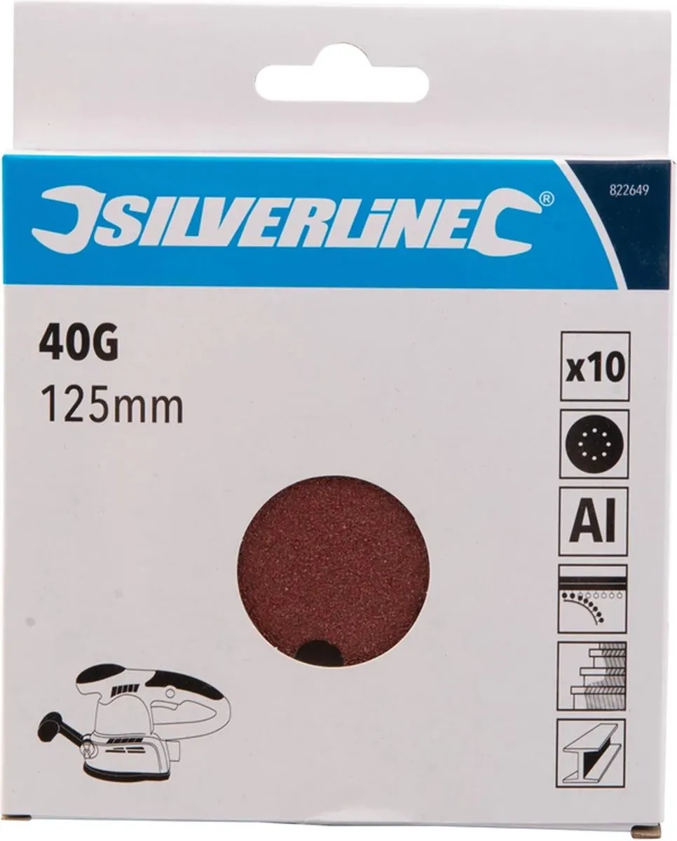 Silverline Geperforeerde Klittenband Schuurschijven Ø125mm Korrel 40