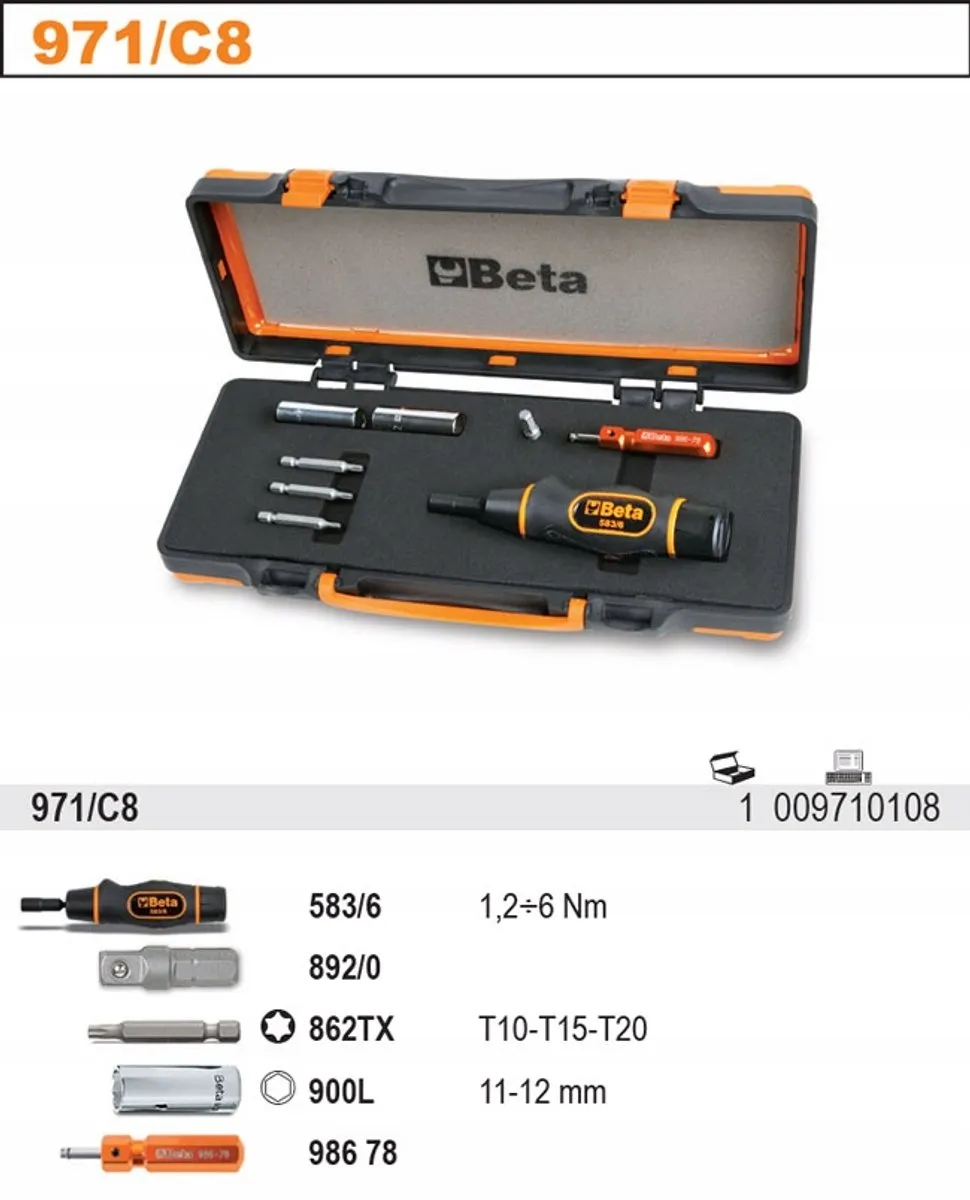 Beta Bandendrukregelaar Gereedschap Set 971/C8 - 8 Stuks