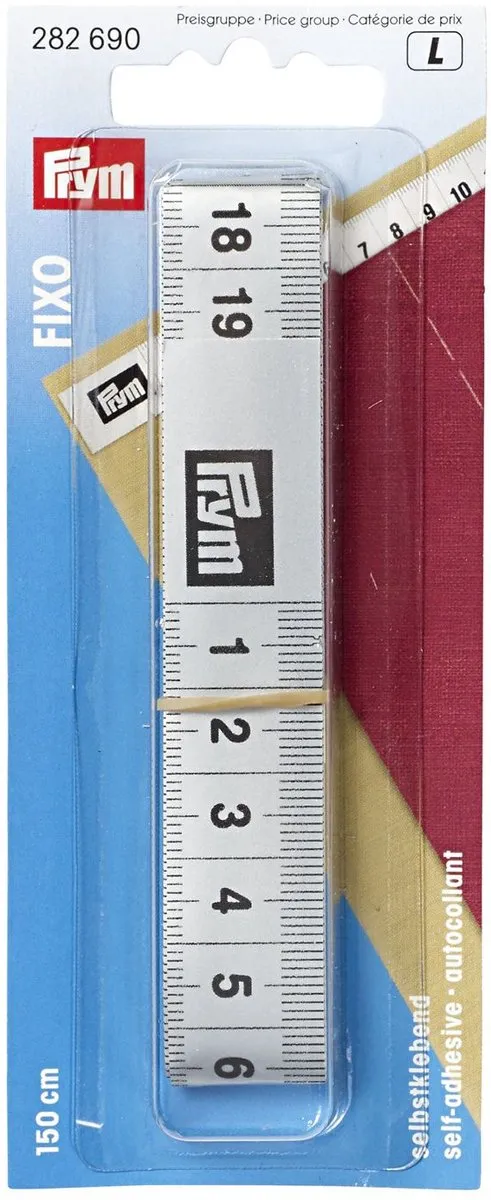 Prym Centimeter Fixo 150cm Zelfklevend Meetlint - Grijs