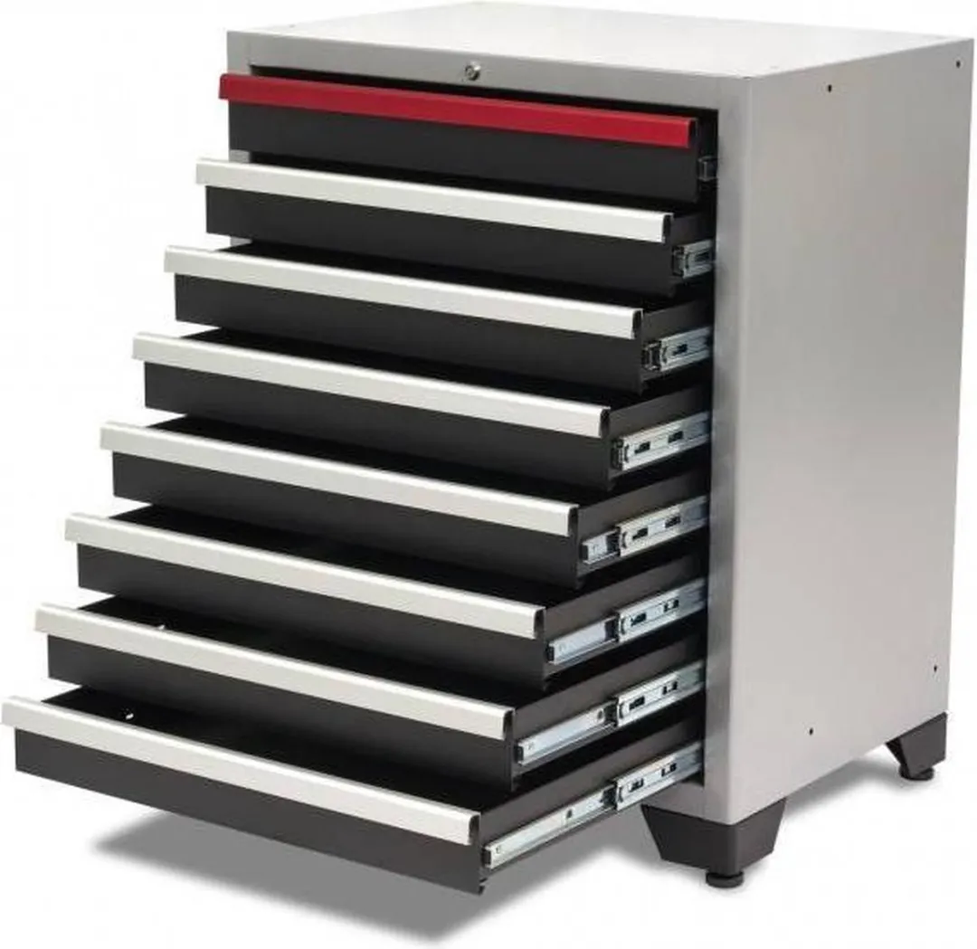 HBM 8 Laden DeLUXE PROFI Gereedschapskast - 4 Lades Grijs