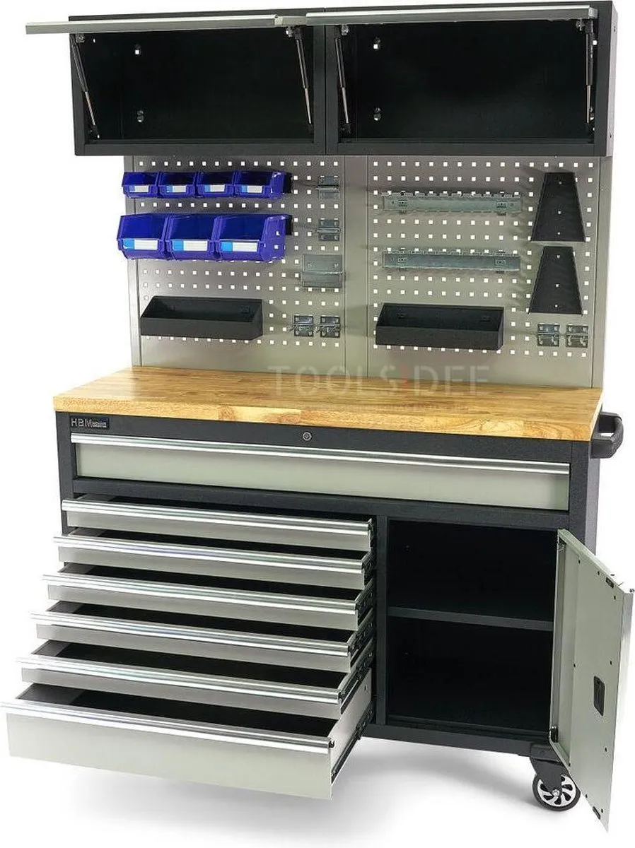 HBM 136cm Professionele Werkbank - 6 Lades - 2x Bok- + 2x Zweinkwielen