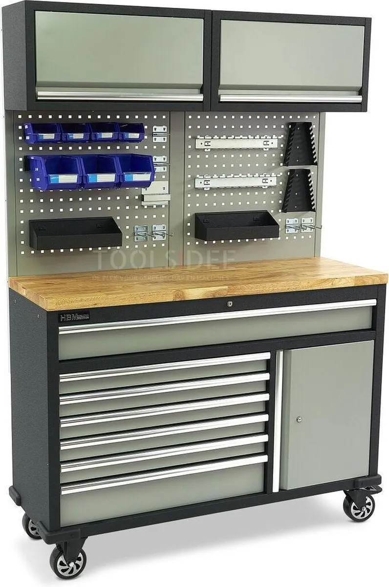 HBM 136cm Professionele Werkbank - 6 Lades - 2x Bok- + 2x Zweinkwielen