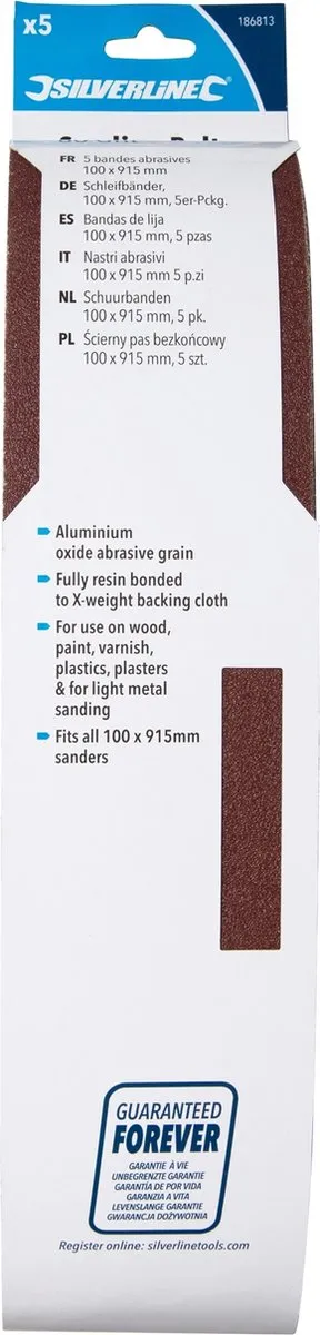 Silverline Schuurbanden 100x915mm Korrel 80 - 5 Stuks