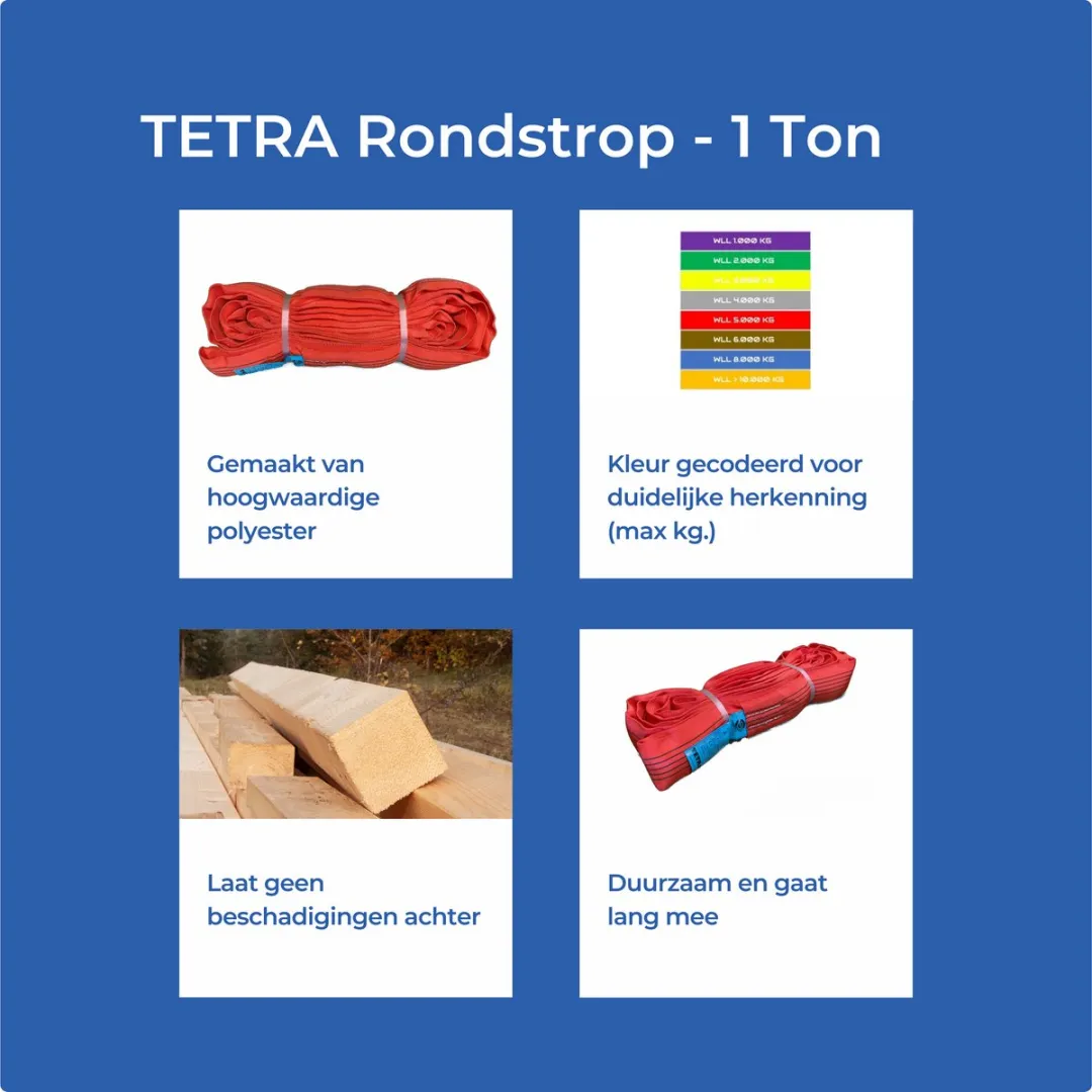 TETRA RS-5T3M Polyester Hijsband 5 Ton - 3m - Rood