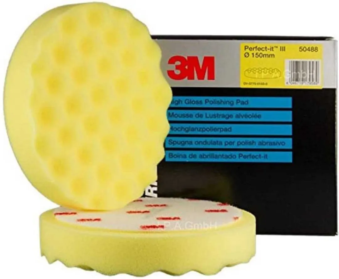 3M Perfect-It III Gewafelde Hoogglans Polijstschijf 150mm - Geel - 2 Stuks