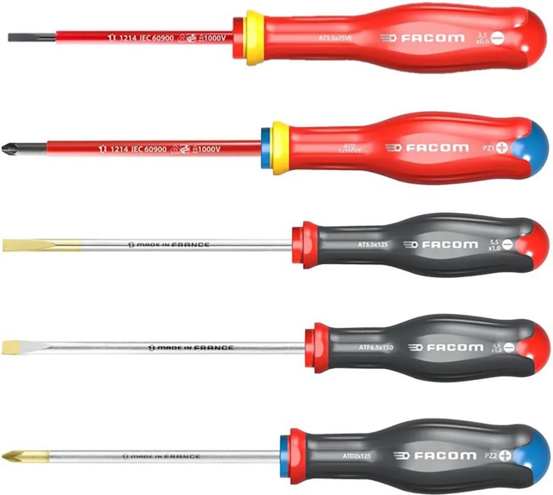 FACOM Protwist Schroevendraaierset 5-delig - PZ1/SL3.5/SL5.5/SL6.5/PZ2 - Multicolor