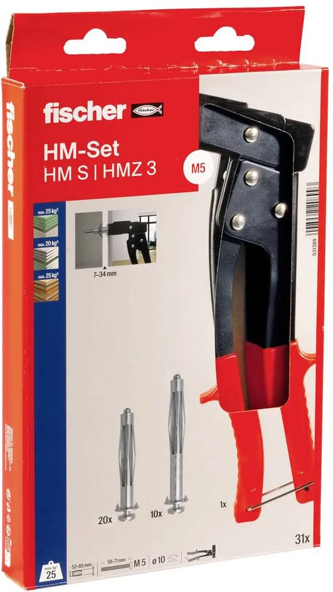 Fischer Montageset 531389 - 50 Stuks - M5 x 60