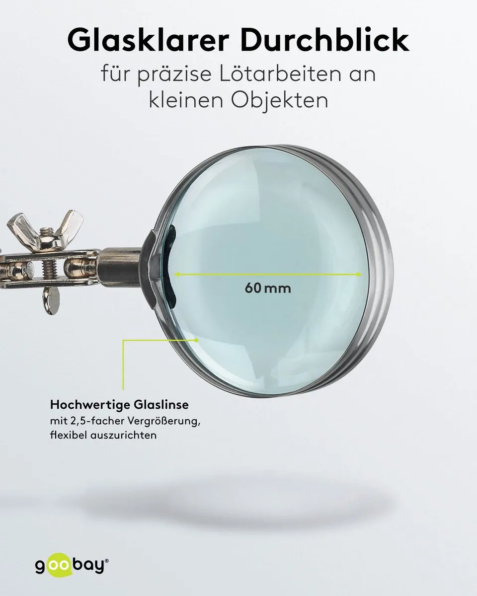 Goobay Derde Hand 76560 - met vergrootglas en soldeerbouthouder