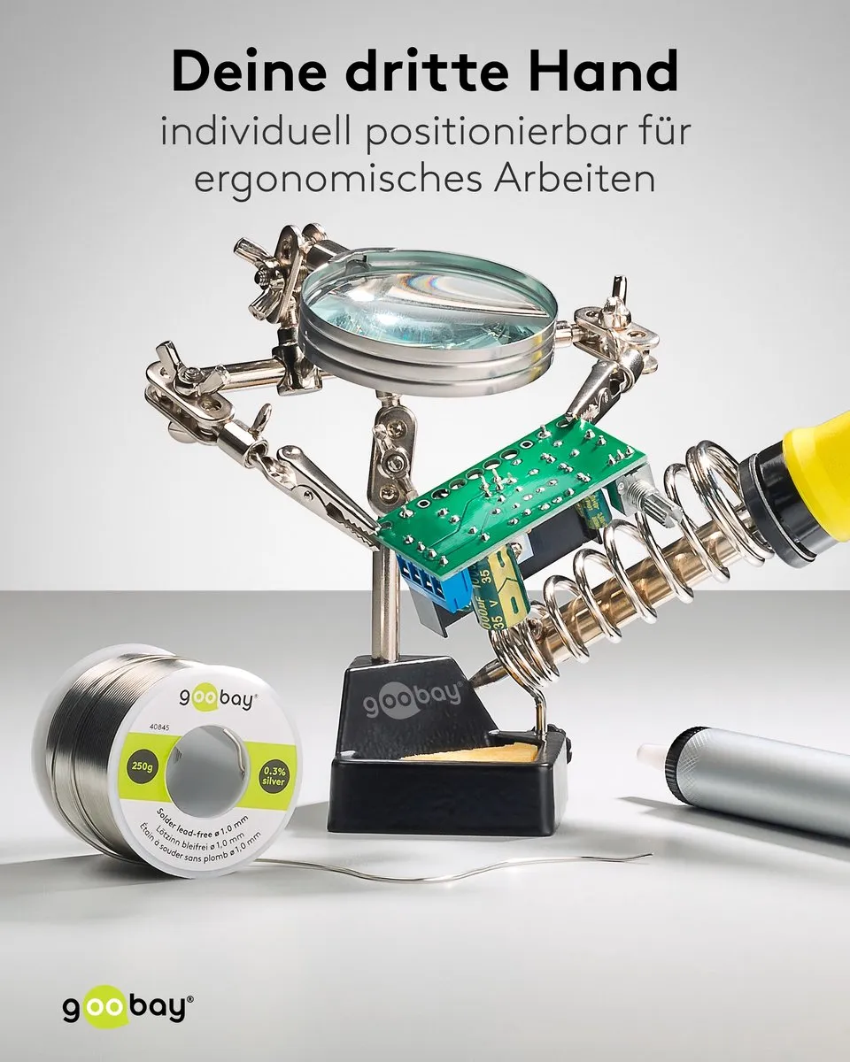 Goobay Derde Hand 76560 - met vergrootglas en soldeerbouthouder