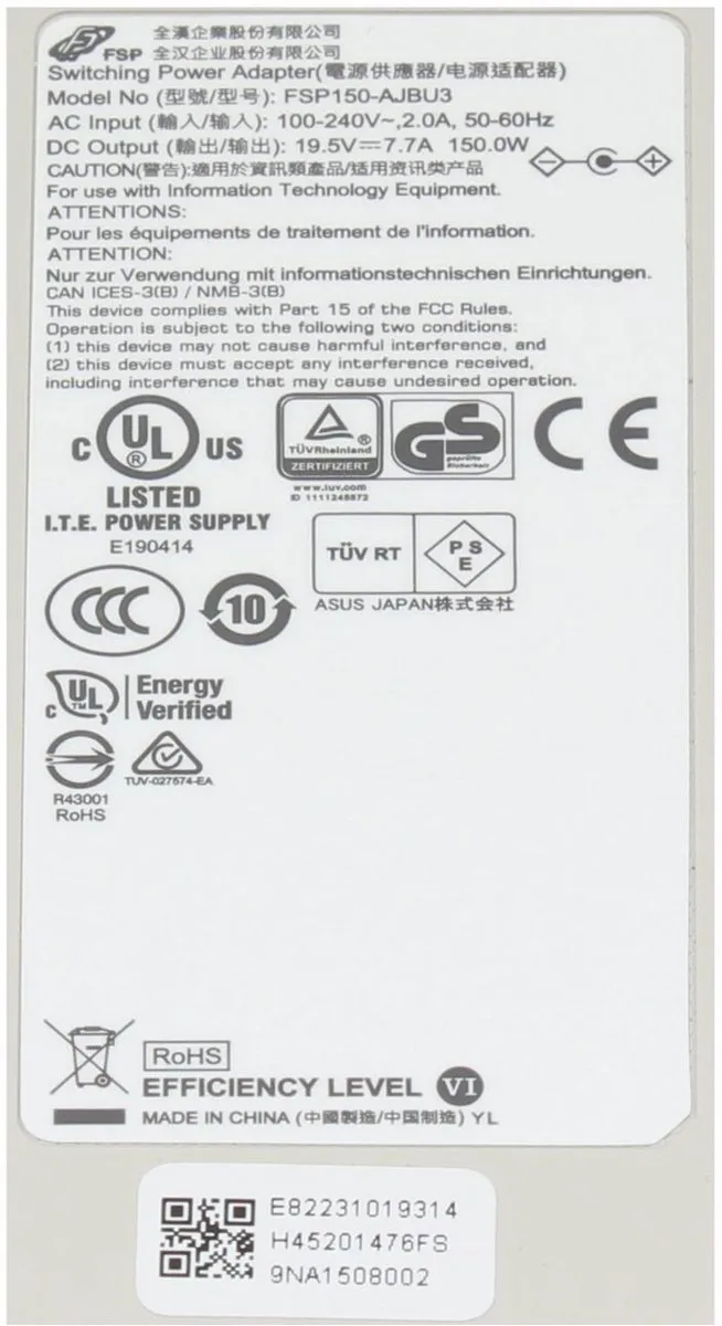 ASUS 0A001-01420000 Oplader 150W - Grijs