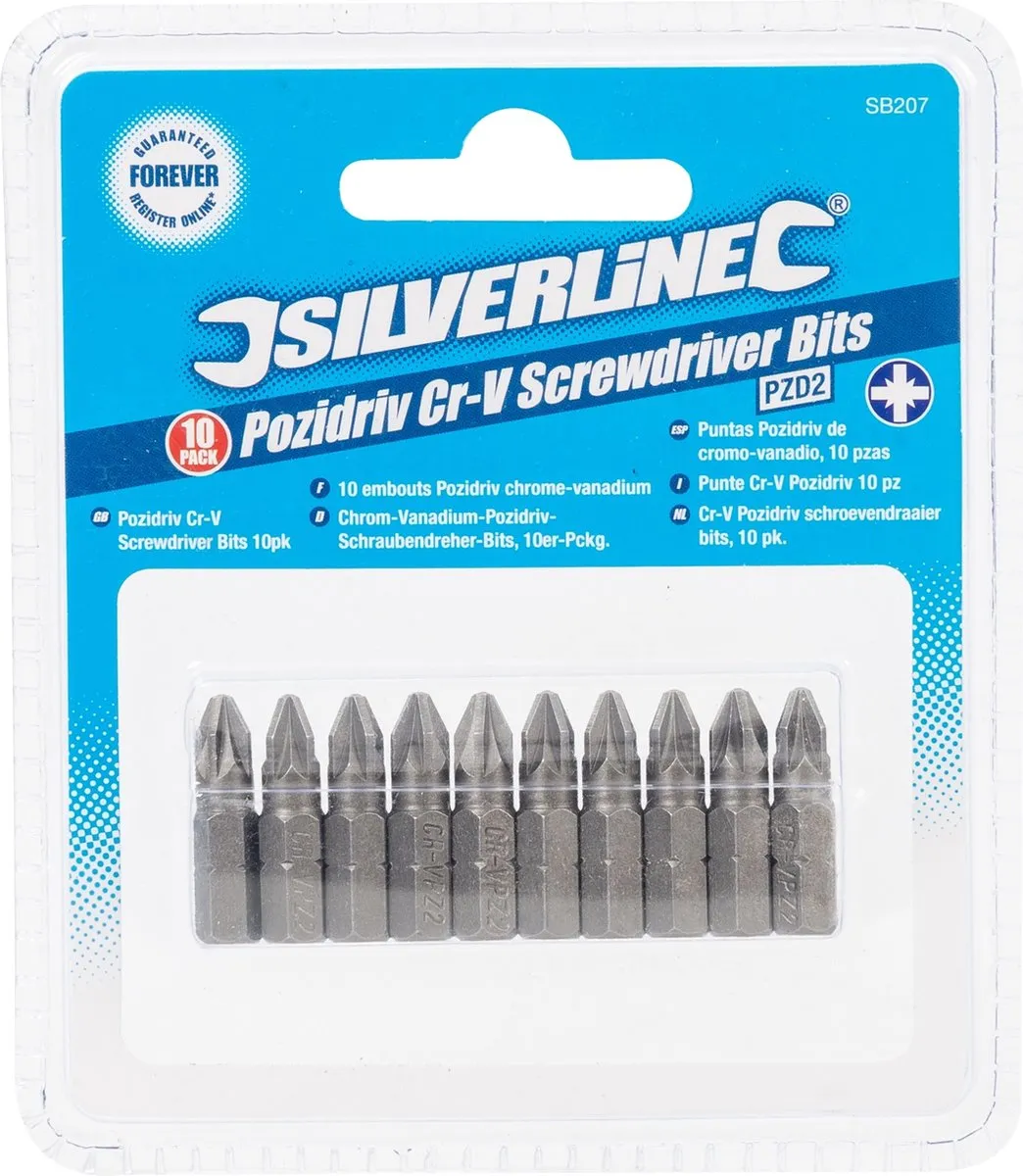 Silverline SB207 Pozidriv PZ2 Schroefbits - 10 Stuks