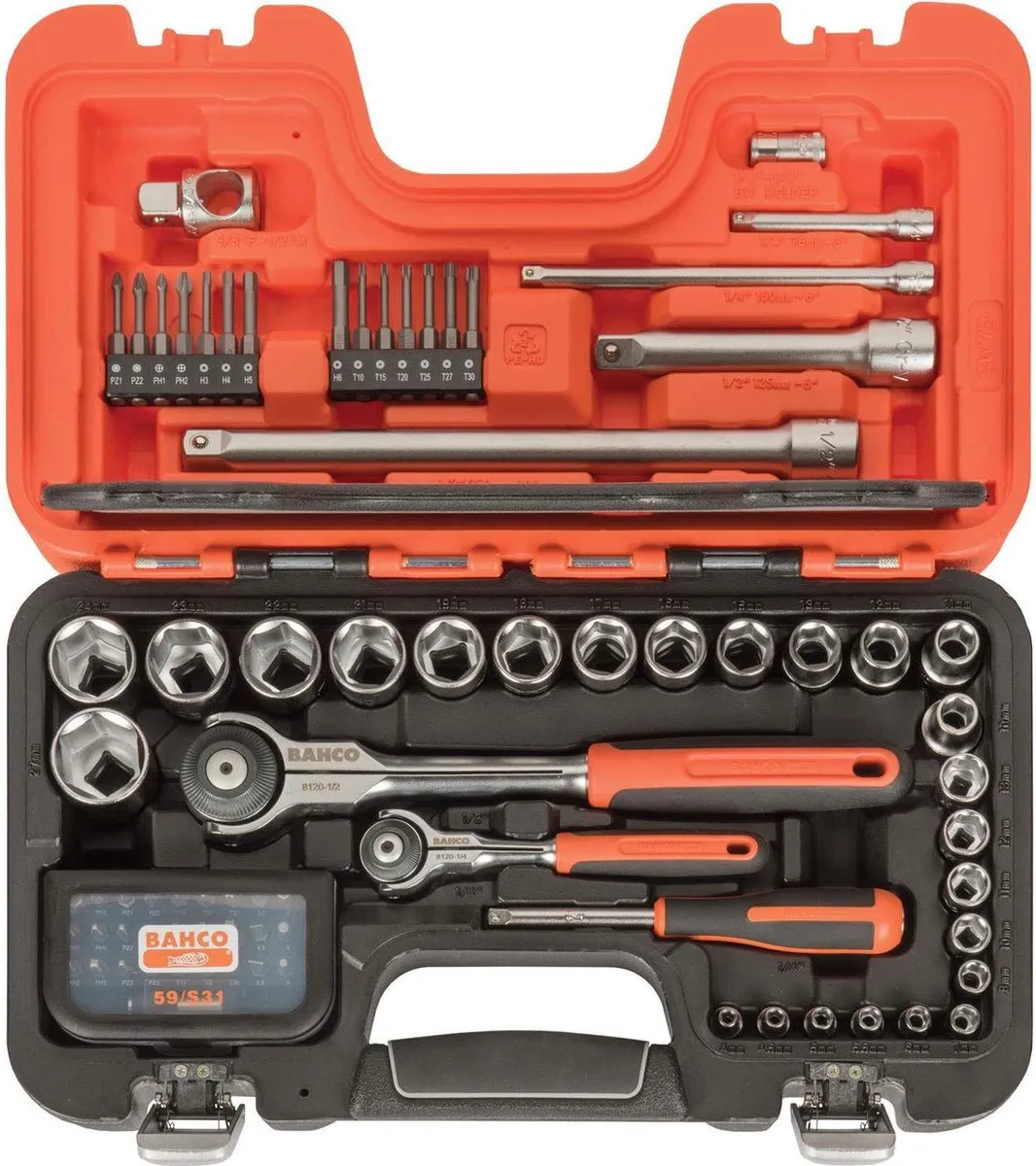 Bahco SW79 Kracht-dopsleutelinzetset 1/2" 1/4"