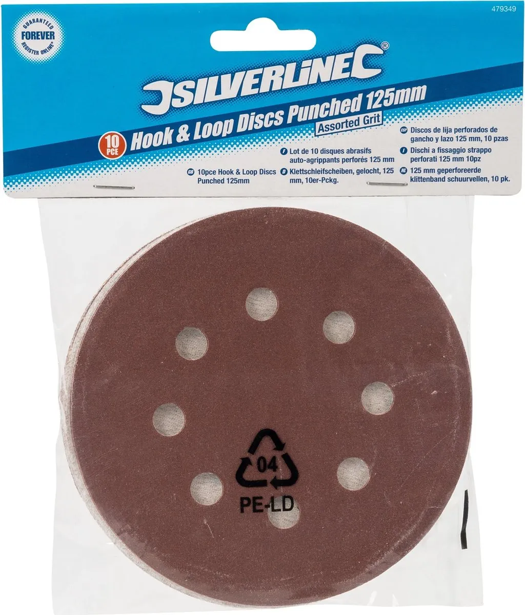 Silverline Geperforeerde Klittenband Schuurschijven Ø125mm - 10 Stuks