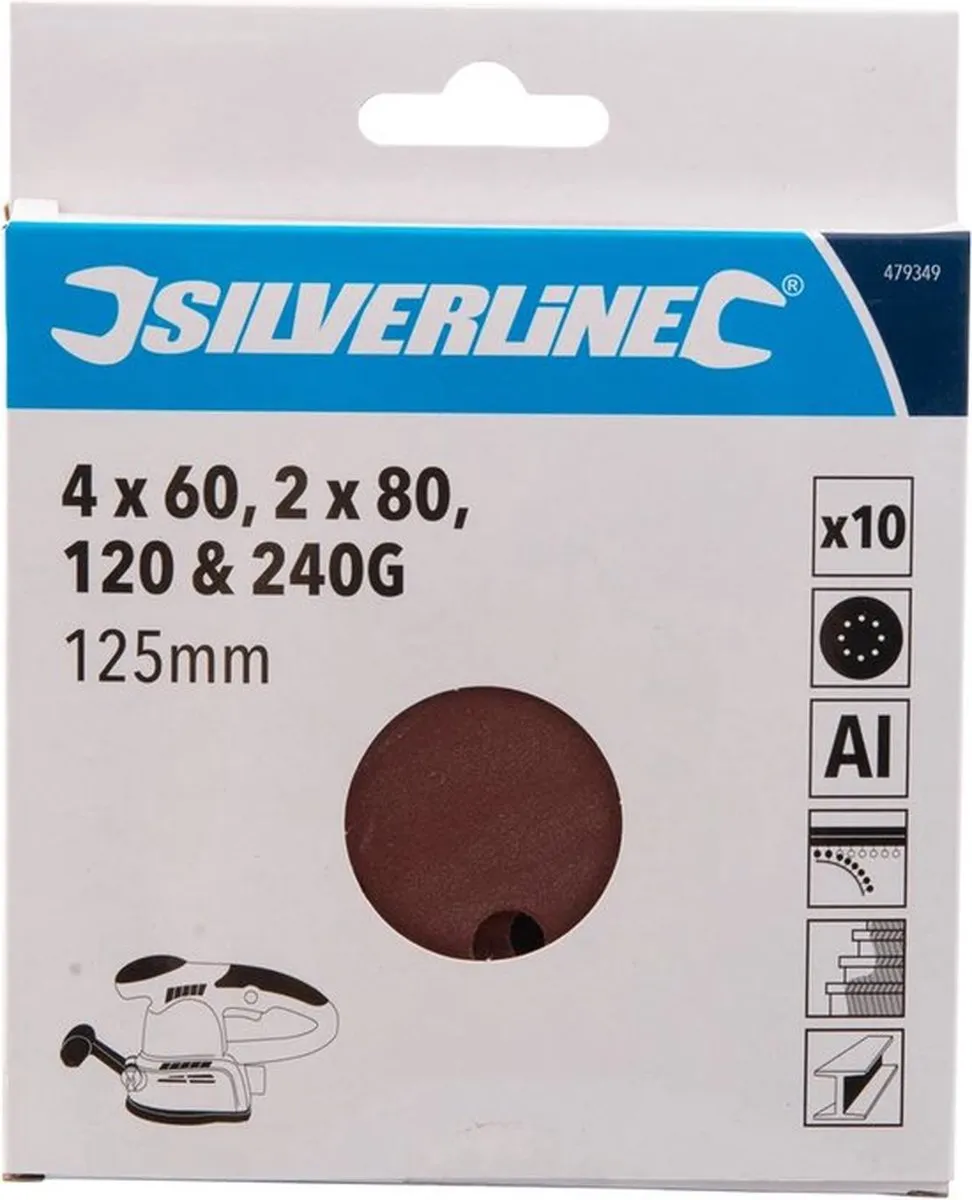 Silverline Geperforeerde Klittenband Schuurschijven Ø125mm - 10 Stuks