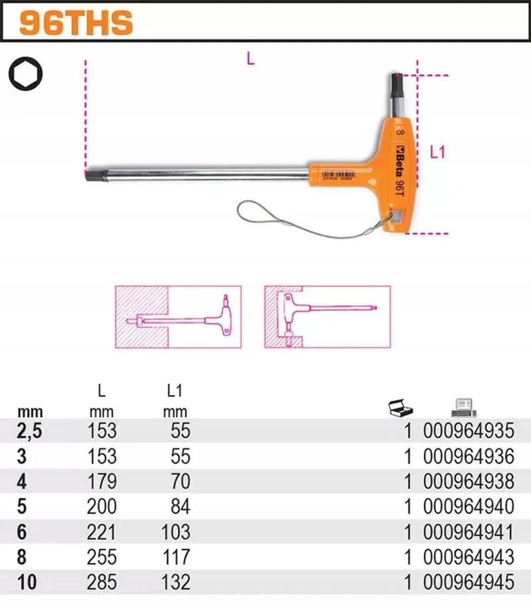 Beta Inbussleutel met handvat 2,5mm