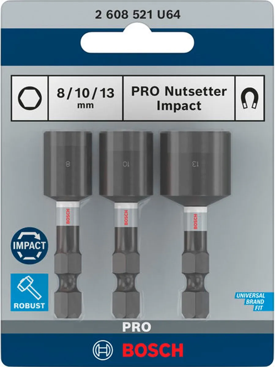 Bosch Professional Moeraanzetter Set 3-delig - 8x50/10x50/13x50mm Zwart - afbeelding 6 van 6