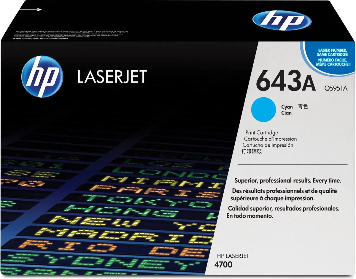 HP 643A Cyan Tonercartridge - 11.000 pagina's