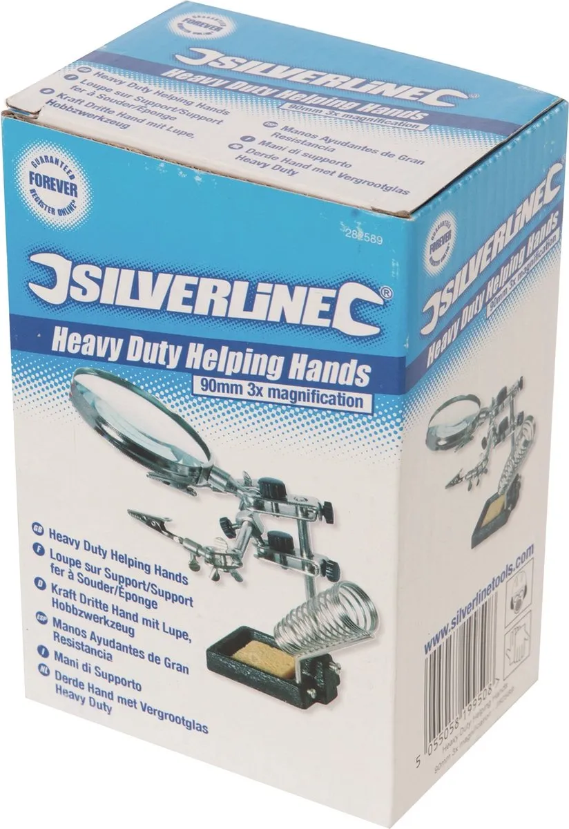 Silverline 'Heavy-Duty' Derde Hand met Vergrootglas 60mm - 3x