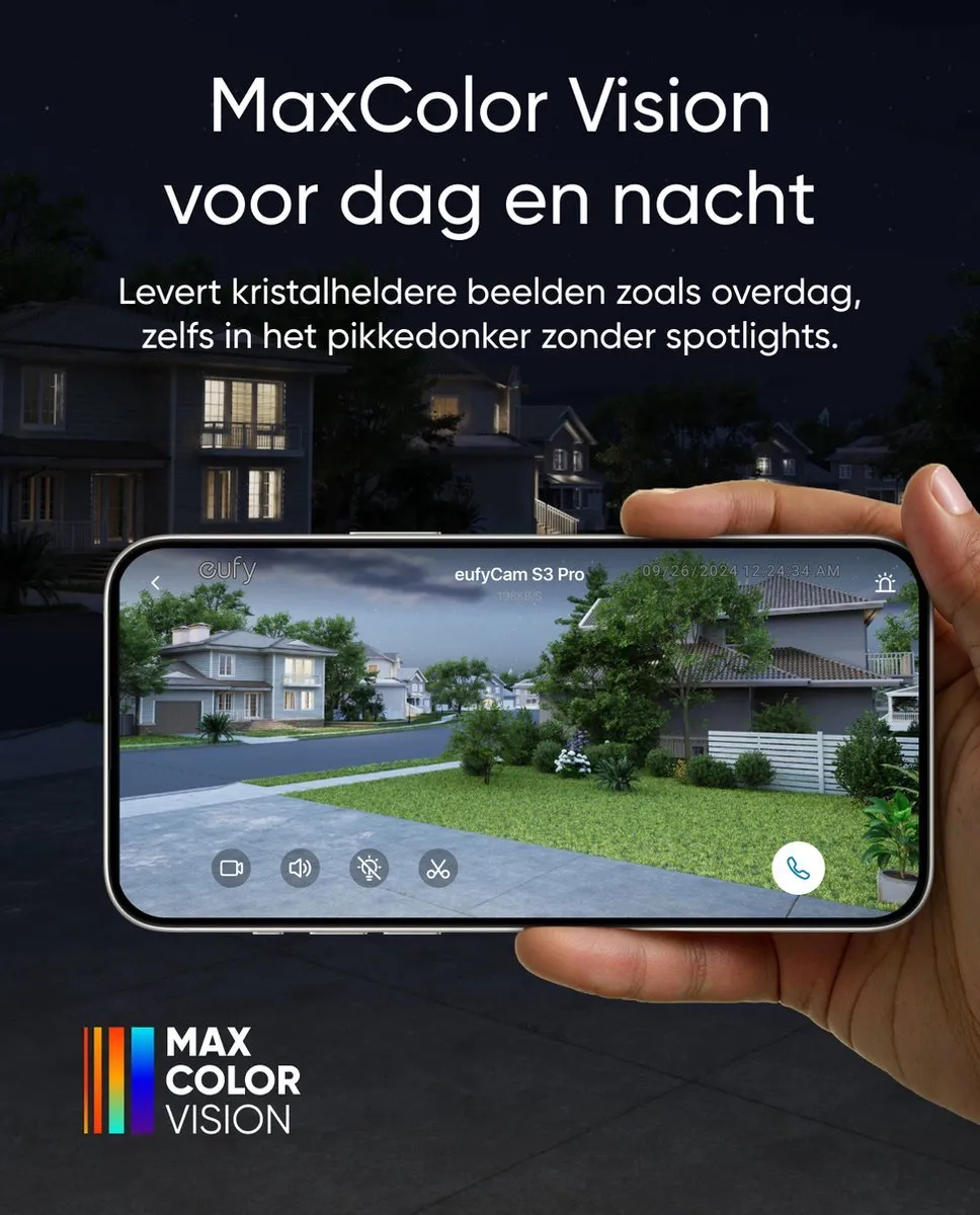 eufy Security S3 Pro Buitencamera met HomeBase 3 - Outdoorcam set - 4K Ultra HD resolutie, MaxColor Vision™ technologie, Zonne-energie met SolarPlus™ 2.0, Compatibel met Apple HomeKit, Alexa en Google Assistant