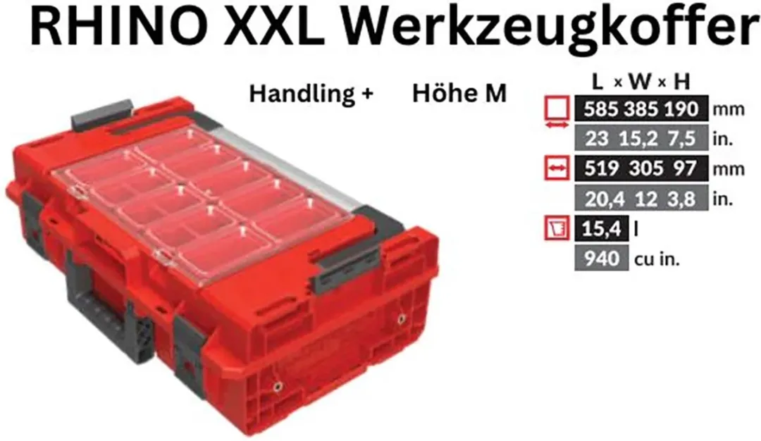 Toolbrothers RHINO XXL Gereedschapskoffer 15,4L - IP66 - ULTRA Handling+ - afbeelding 2 van 6