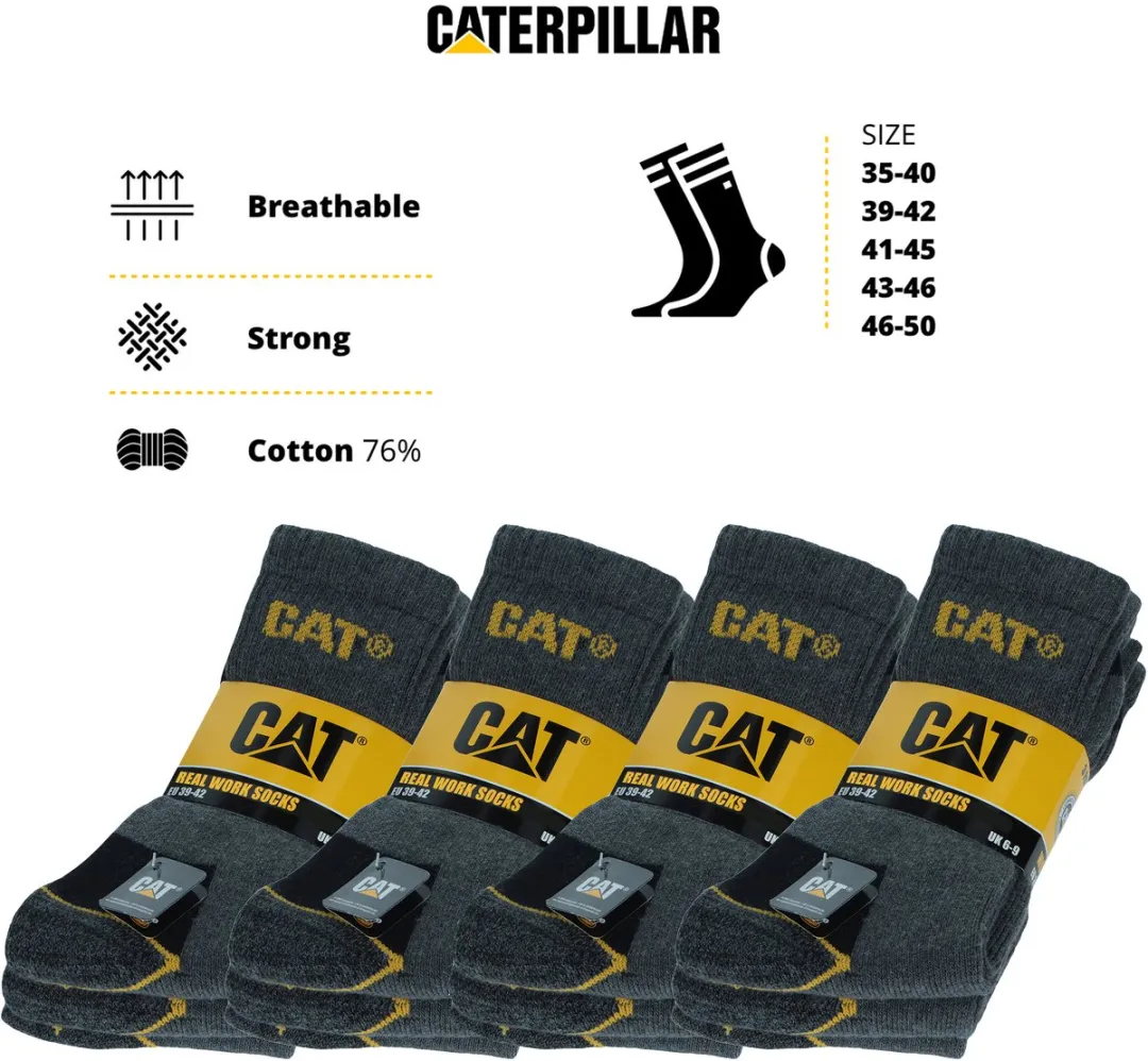 Caterpillar Heren Werksokken 12 Paar - Grijs - 46-50