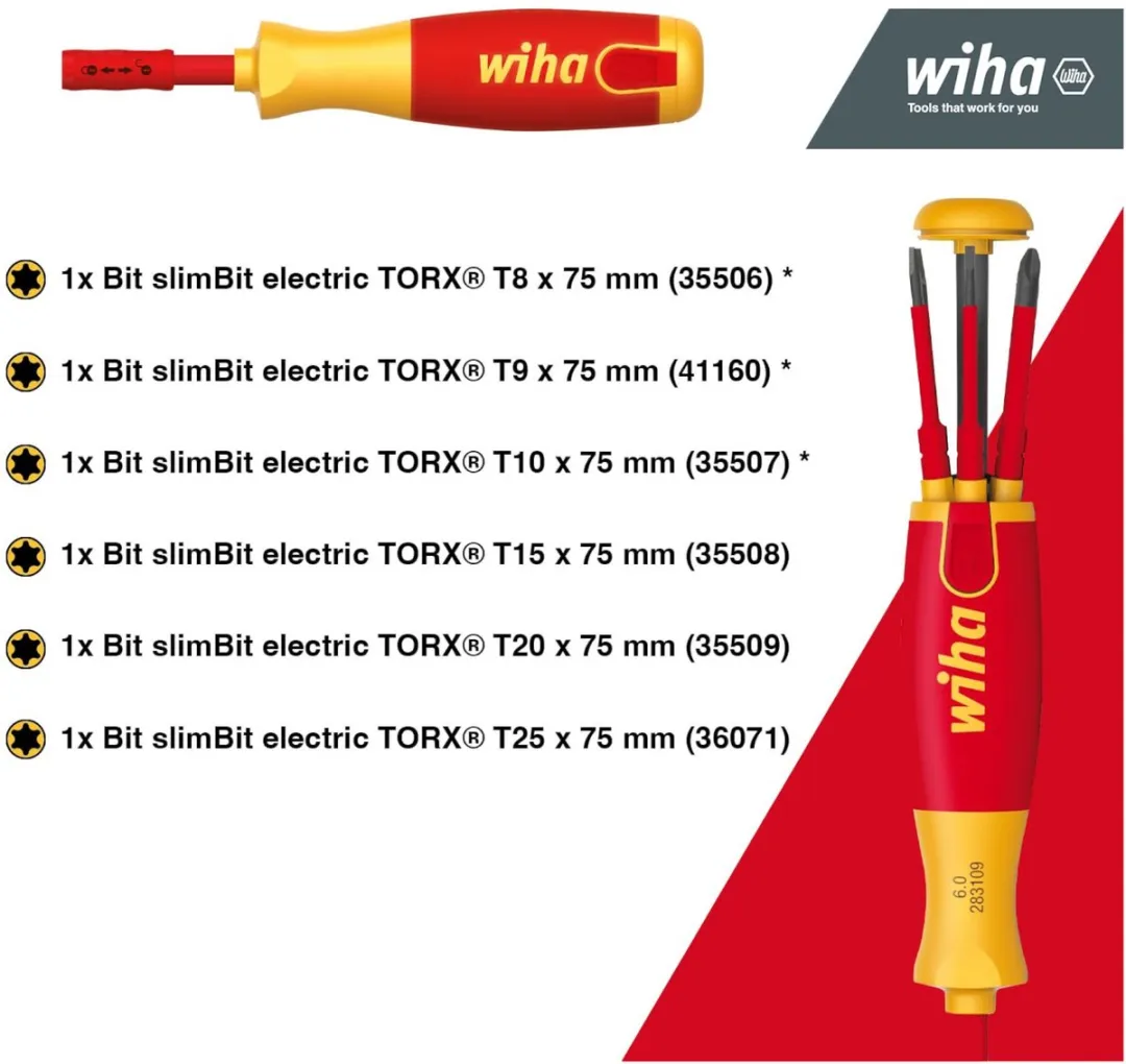 Wiha LiftUp Electric TORX Schroevendraaier SB283109022 - 6 Stuks