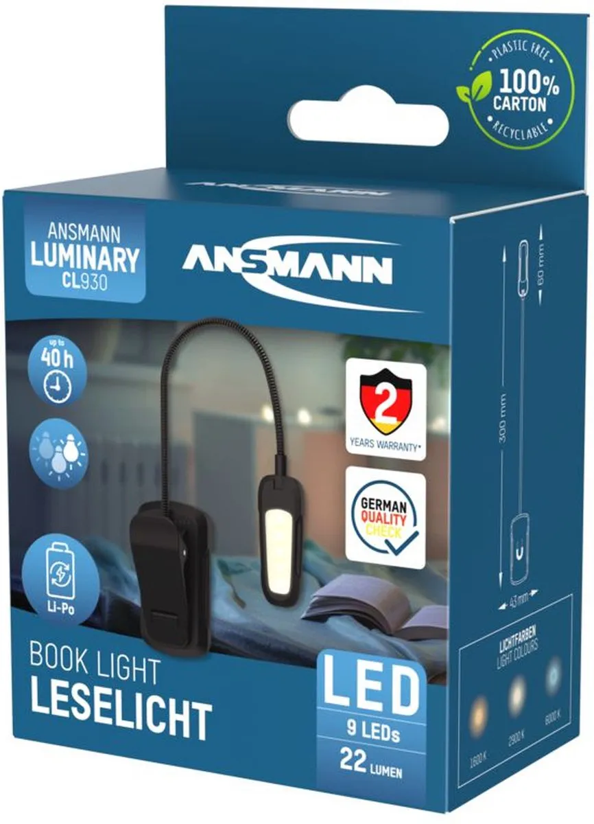 Ansmann 1600-0531 Clip-Light LED - 9 Stuks - Zwart