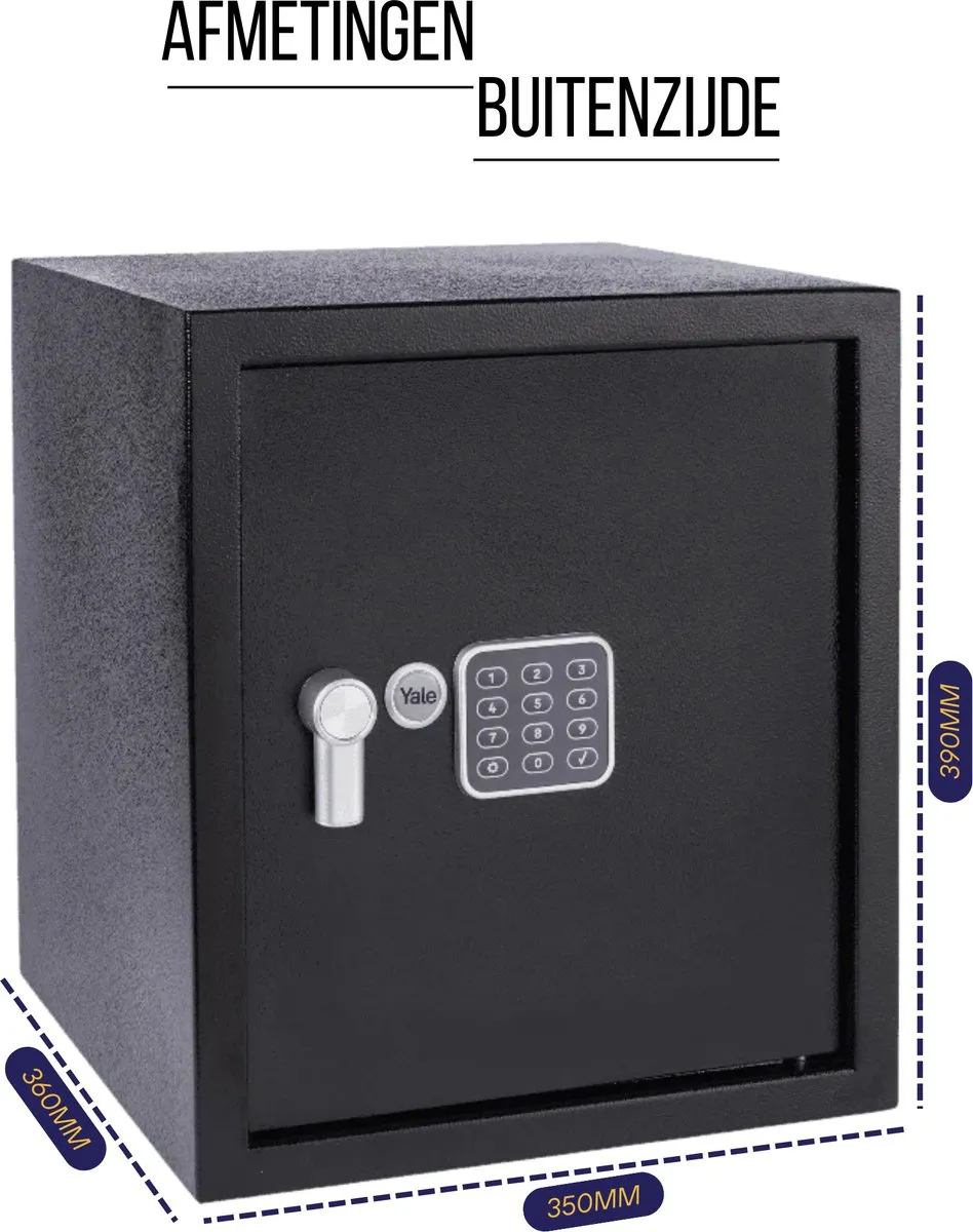 Yale Value Safe Large Elektronische Kluis DB2 - Alarm - Zwart