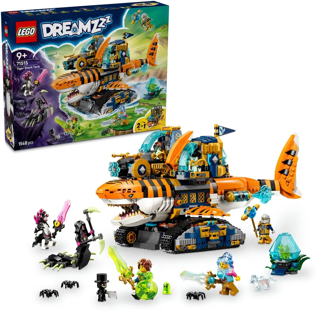LEGO DREAMZzz Tigerhai Voertuig Bouwset - 1548 Stukken - 5 Minifiguren - Multicolor