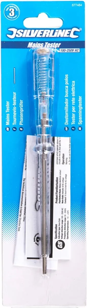 Silverline 677484 Spanningszoeker 100-250V AC - Transparant