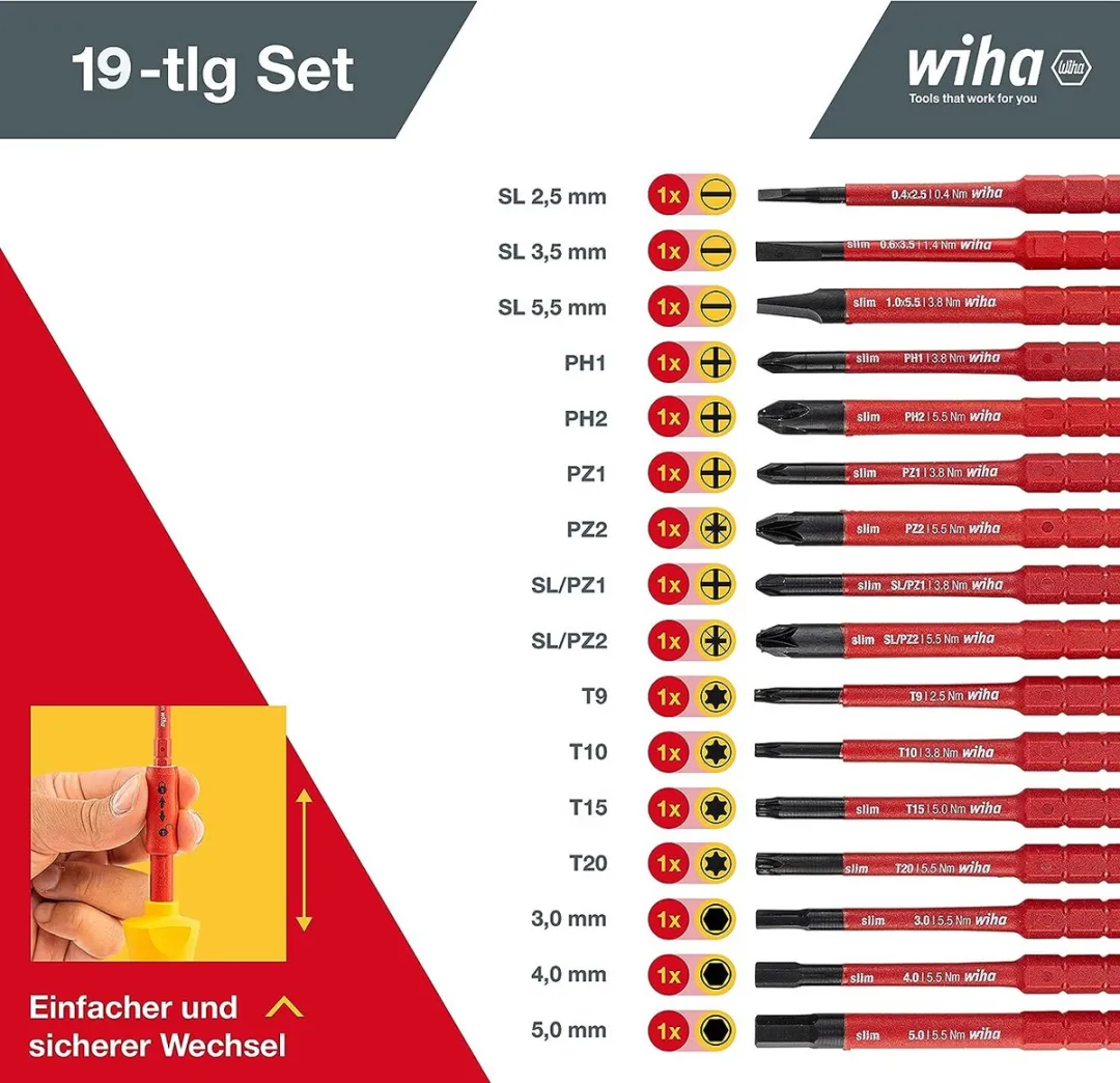 Wiha slimVario 2831T18 Schroevendraaier- en bitset - 19-delig
