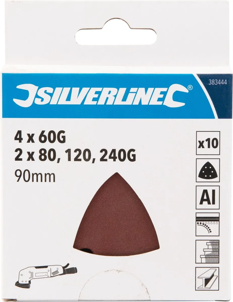 Silverline Driehoekige Schuurvellen Klittenband - 10 Stuks