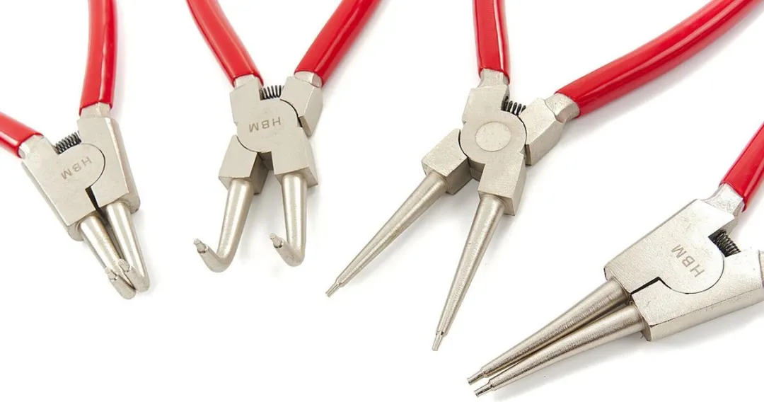 HBM 9733 Seegerring- en Borgveertangenset 4-delig 225mm - Rood